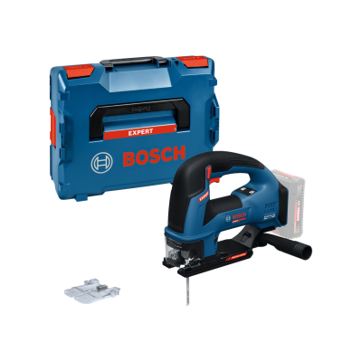 Serra elétrica Bosch azul com caixa de transporte azul