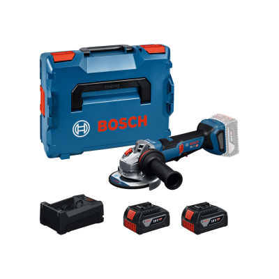 Conjunto de ferramenta Bosch com mala, máquina de ângulo, baterias e carregador