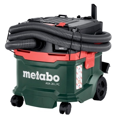 Aspirador de pó Metabo ASA 20 L PC verde com detalhes vermelhos e pretos