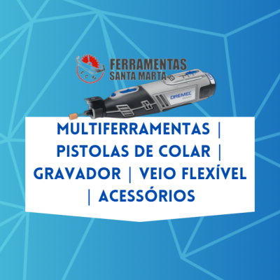 Banner com texto sobre ferramentas em fundo azul geométrico