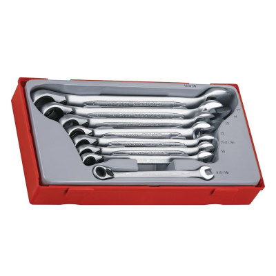 Conjunto de 8 chaves em estojo vermelho com moldura cinzenta