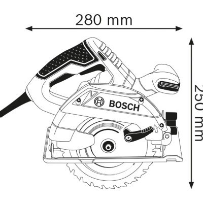 Serra circular elétrica BOSCH branca e preta com lâmina metálica dentada