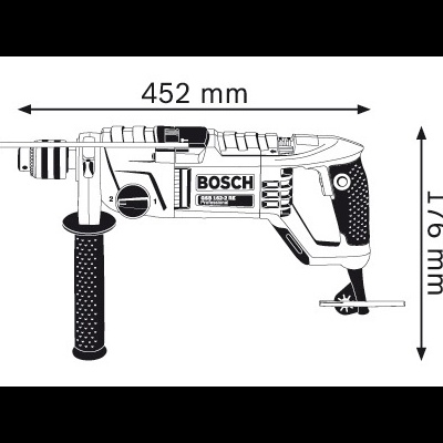 Broca elétrica Bosch preto e cinza com empunhaduras texturizadas pretas
