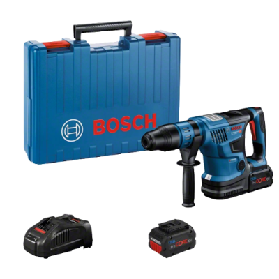 Conjunto de ferramenta Bosch com mala azul, ferramenta elétrica, bateria e carregador