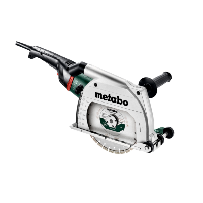 Serra de mão elétrica Metabo preta e prateada com punho e lâmina exposta