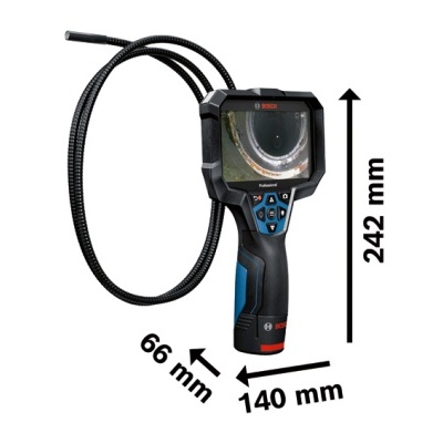 Endoscópio Bosch portátil com cabo flexível preto e display integrado