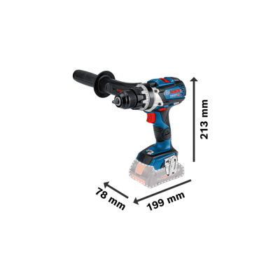 Aparafusadora BOSCH a bateria azul e preta com punho lateral