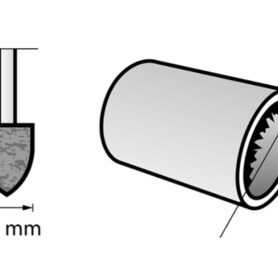 Ferramenta metálica cónica com ponta texturada e medida de 9,5 mm