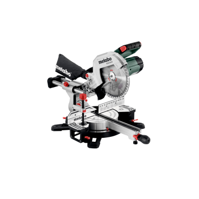 Máquina de corte com lâmina circular e saco coletor preto Metabo