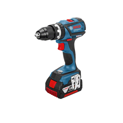 Parafusadeira a bateria Bosch Professional azul e preta com detalhes vermelhos