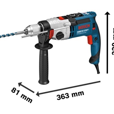 Berbequim elétrico Bosch azul, preto e prata com punho adicional
