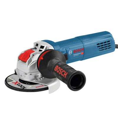 Esmerilhadora elétrica BOSCH azul com punho preto e disco abrasivo