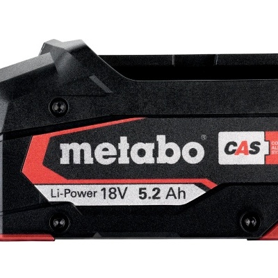 Bateria Metabo CAS Li-Power 18V 5.2 Ah preta e vermelha