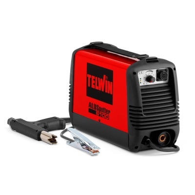 Máquina de soldar TELWIN ALUSpotter 1100 vermelha e preta com acessórios