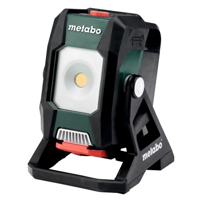 Lanterna LED portátil Metabo com suporte preto e botão vermelho