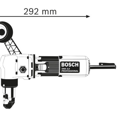 Desenho técnico da ferramenta elétrica Bosch GNA 2,5 Professional com medidas