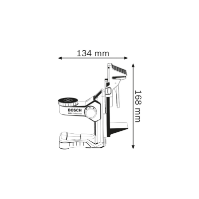 Suporte Bosch branco e preto com texto BOSCH e dimensões 134 mm x 168 mm