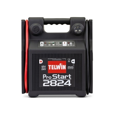 Unidade de arranque de bateria Telwin Pro Start 2824 preta com alça e cabos
