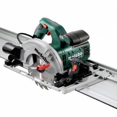 Serra circular Metabo com guia metálica prateada