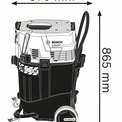 aspirador industrial Bosch preto e cinzento com rodas e cabo