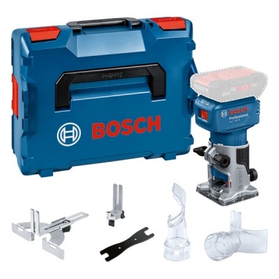 Conjunto de ferramenta eléctrica Bosch Professional com caixa de transporte azul e acessórios