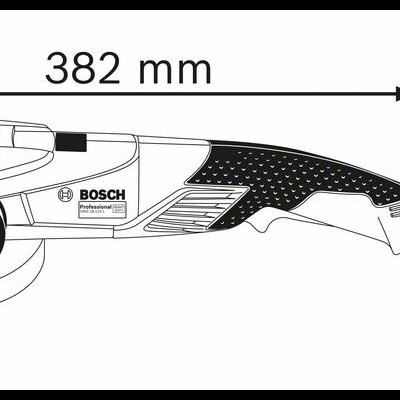Esmerilhadora Bosch preta e branca com punho lateral e cabo elétrico