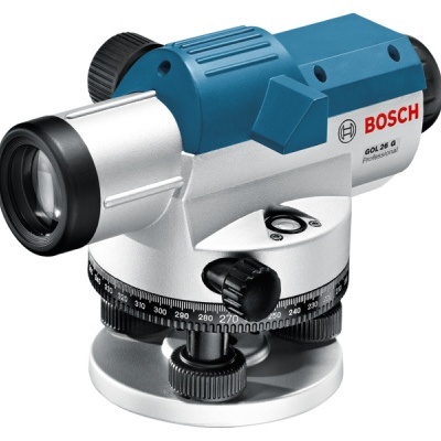 Nível óptico BOSCH GOL 26 G professional prata, azul e preto com escala