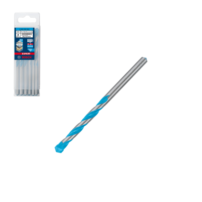 Brocas de concreto BOSCH embaladas em plástico transparente com rótulo azul e vermelho