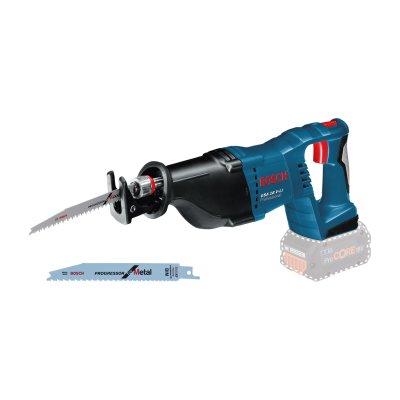 Serra recíproca Bosch azul e preta com lâminas para madeira e metal
