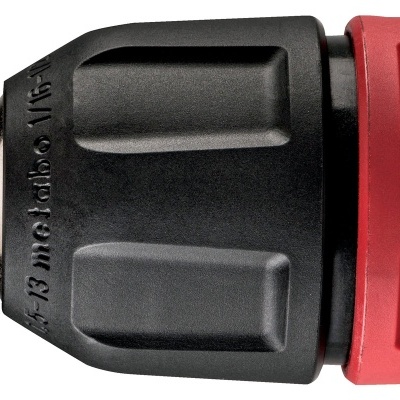 Mandril para ferramenta preto e vermelho com texto impresso