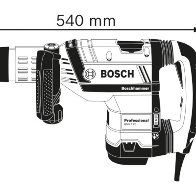 Martelo perfurador elétrico Boschhammer da Bosch preto e branco com alça lateral