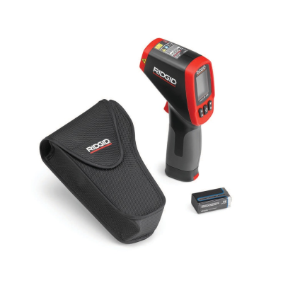 Termómetro infravermelho RIDGID preto e vermelho com estojo e bateria 9V