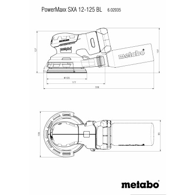 Lixadora elétrica Metabo PowerMaxx SXA 12-125 BL com saco coletor