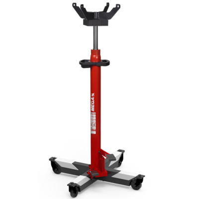 Suporte de motor de oficina vermelho e cinza com rodas