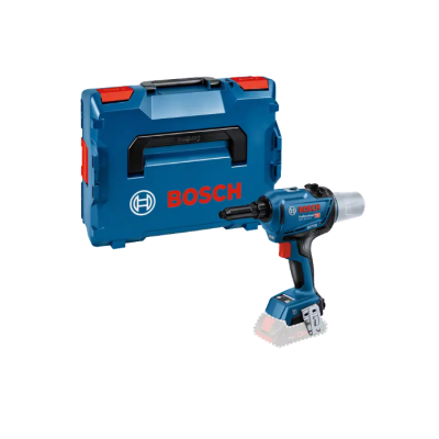 Pistola de impacto Bosch com mala de transporte azul.