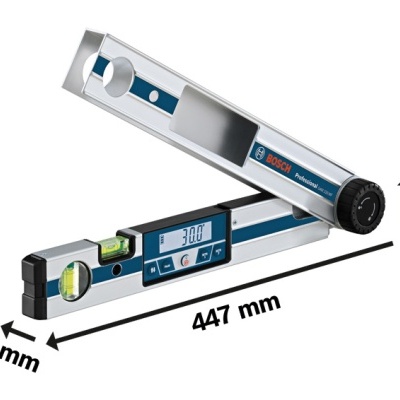 Nível digital BOSCH Professional cinza e azul com visor LCD e bolha de nível