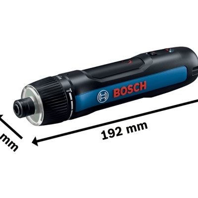 Ferramenta elétrica BOSCH GSR12V-300 preta e azul com medidas 192x41 mm