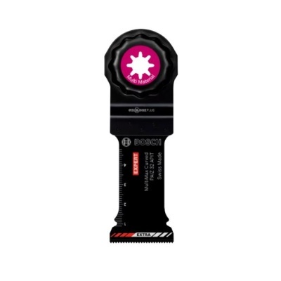 Lâmina de serra multifunções Bosch preta com detalhes roxos, brancos e vermelhos