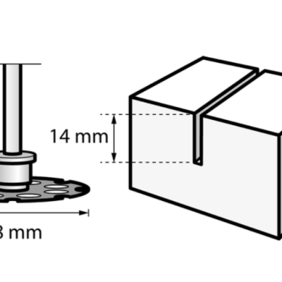 Diagrama técnico de cilindro com base circular e dimensões 38 mm e 14 mm