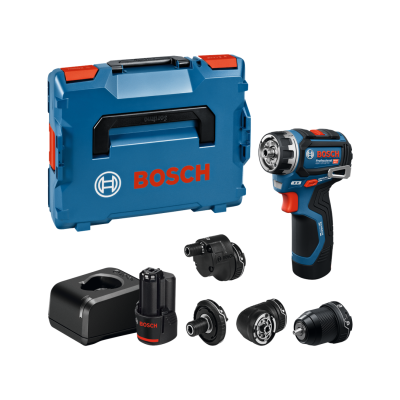 Conjunto de ferramenta Bosch com mala azul, furadeira e acessórios