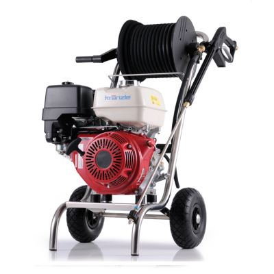 Máquina de pressão com motor a gasolina, mangueira e pistola