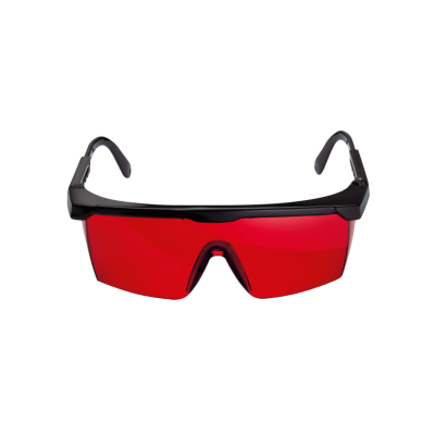 Óculos de proteção com lente vermelha e armação preta