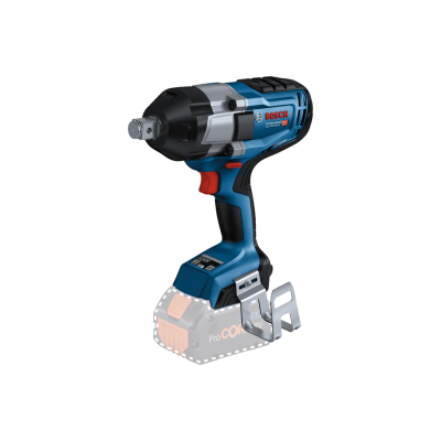 Chave de impacto Bosch Professional azul e preta com suporte metálico para cinto