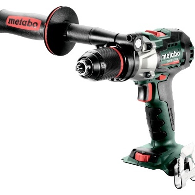 Berbequim sem fios Metabo com empunhadura extra e detalhes em vermelho e verde escuro