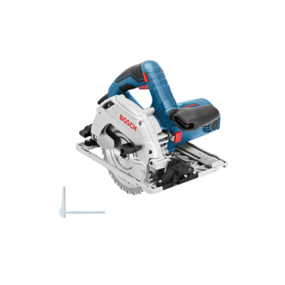 Serra circular Bosch com punho azul e corpo branco