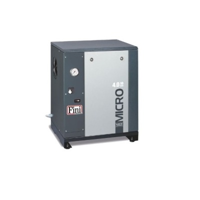 Compressor de ar industrial cinza com texto MICRÓ 4.0