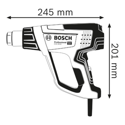 Pistola de ar quente Bosch Professional GHG 20-63 com dimensões