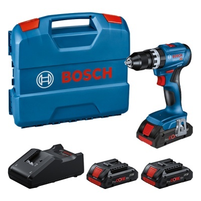 Conjunto de furadeira Bosch com bateria, carregador e caixa azul