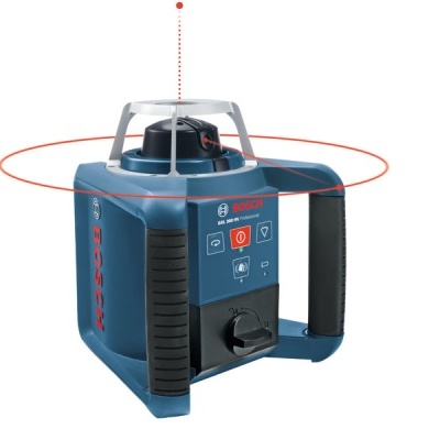 Roteador laser Bosch GLL 300 HV Professional azul e preto com painel e estrutura metálica