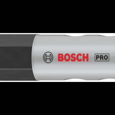 Peça cilíndrica metálica e preta com texto BOSCH PRO